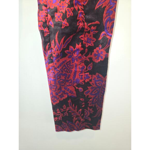 The Essential Slim by Anthropologie Festive Floral Velvet Pants size 6 - Picture 2 of 9